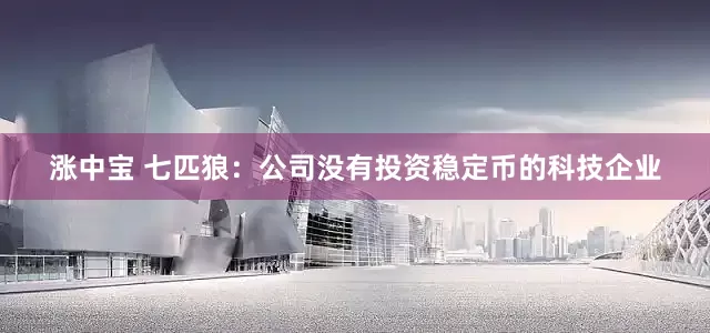 涨中宝 七匹狼：公司没有投资稳定币的科技企业