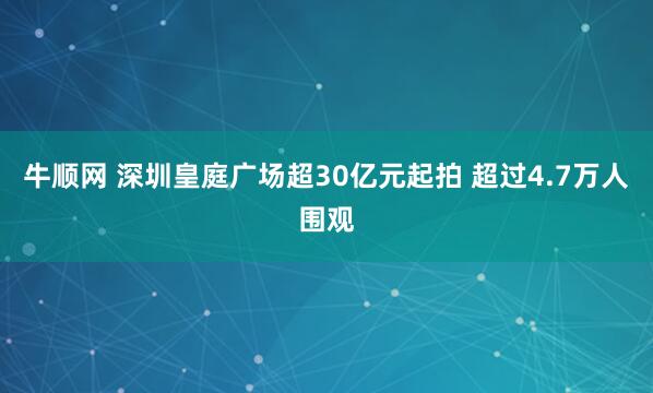 牛顺网 深圳皇庭广场超30亿元起拍 超过4.7万人围观
